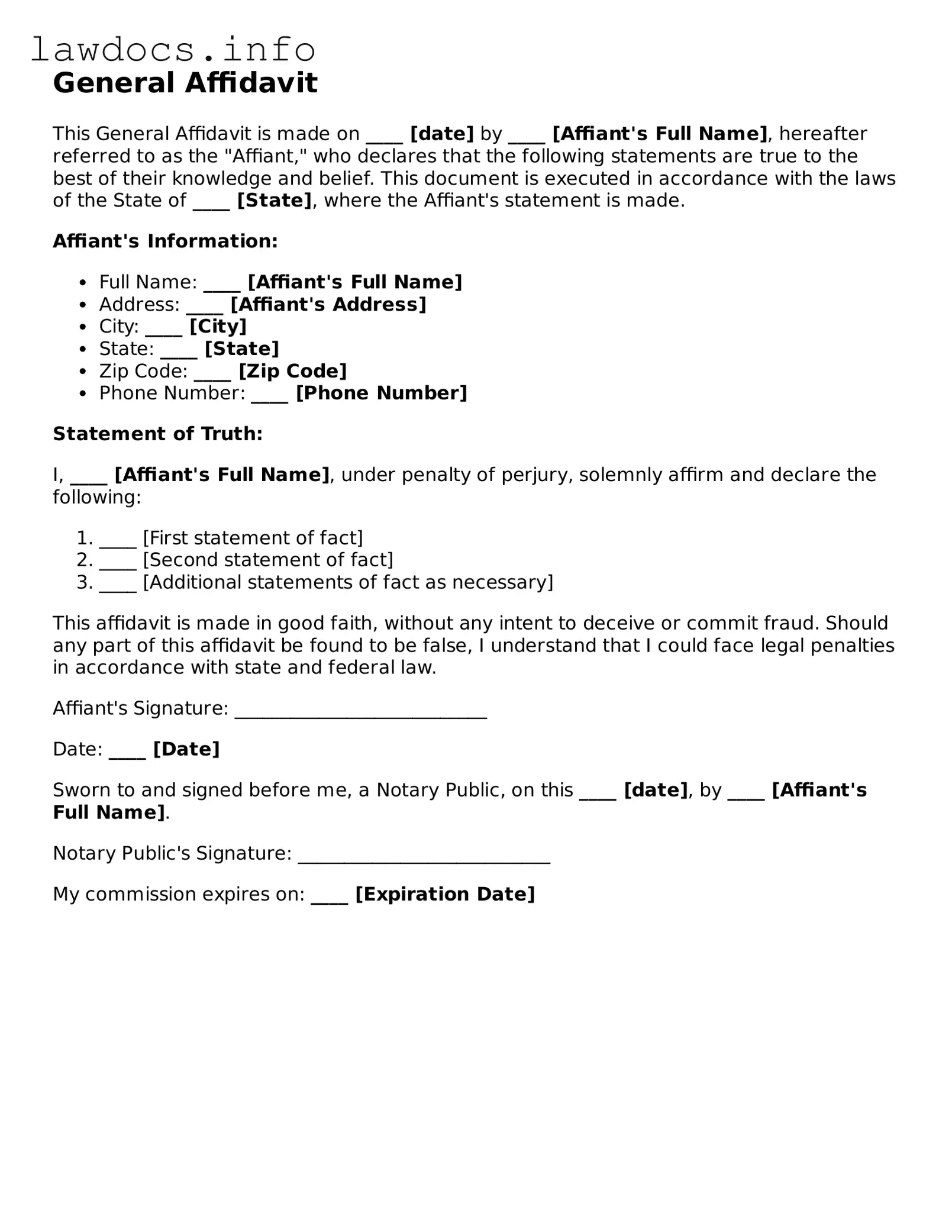Valid Affidavit Form