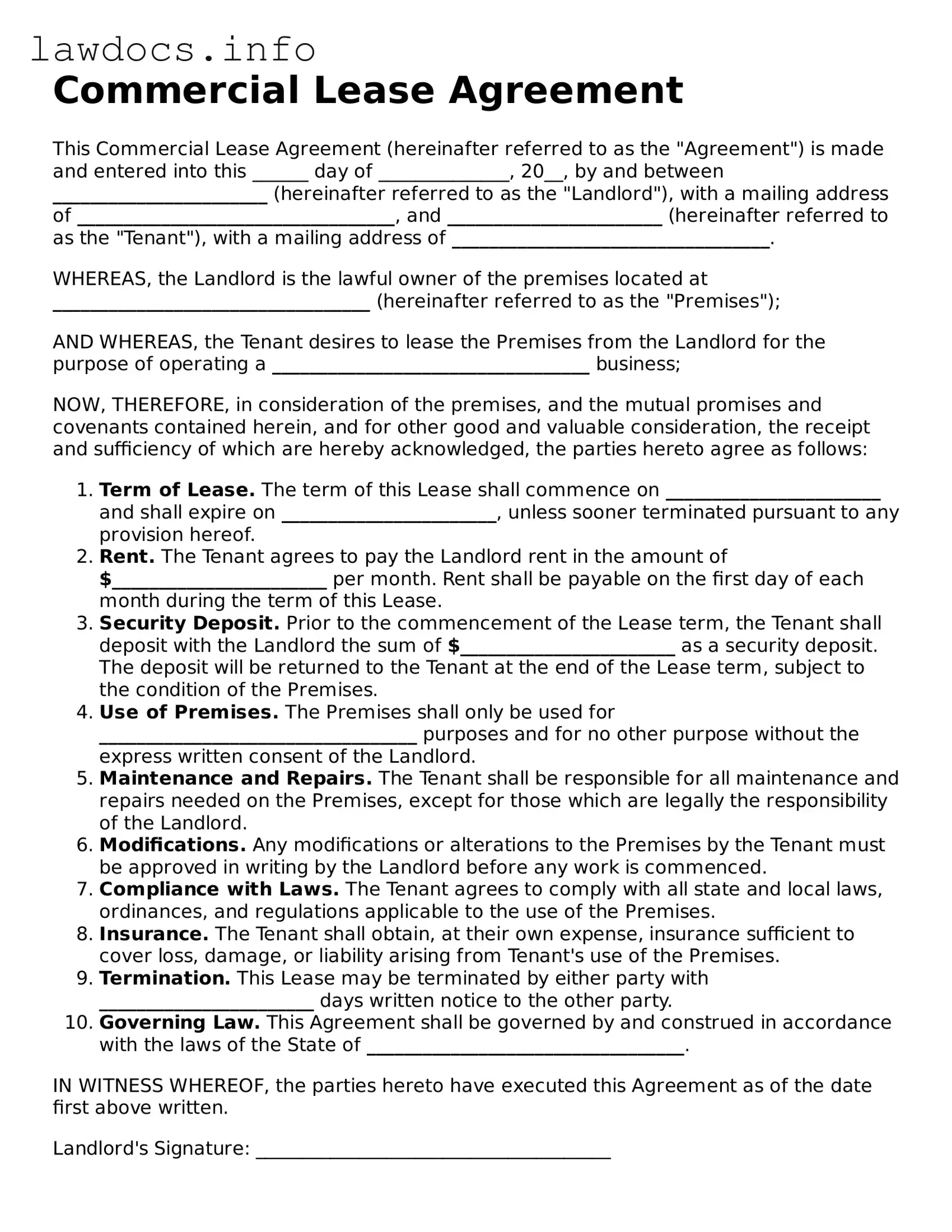 Valid Commercial Lease Agreement Form