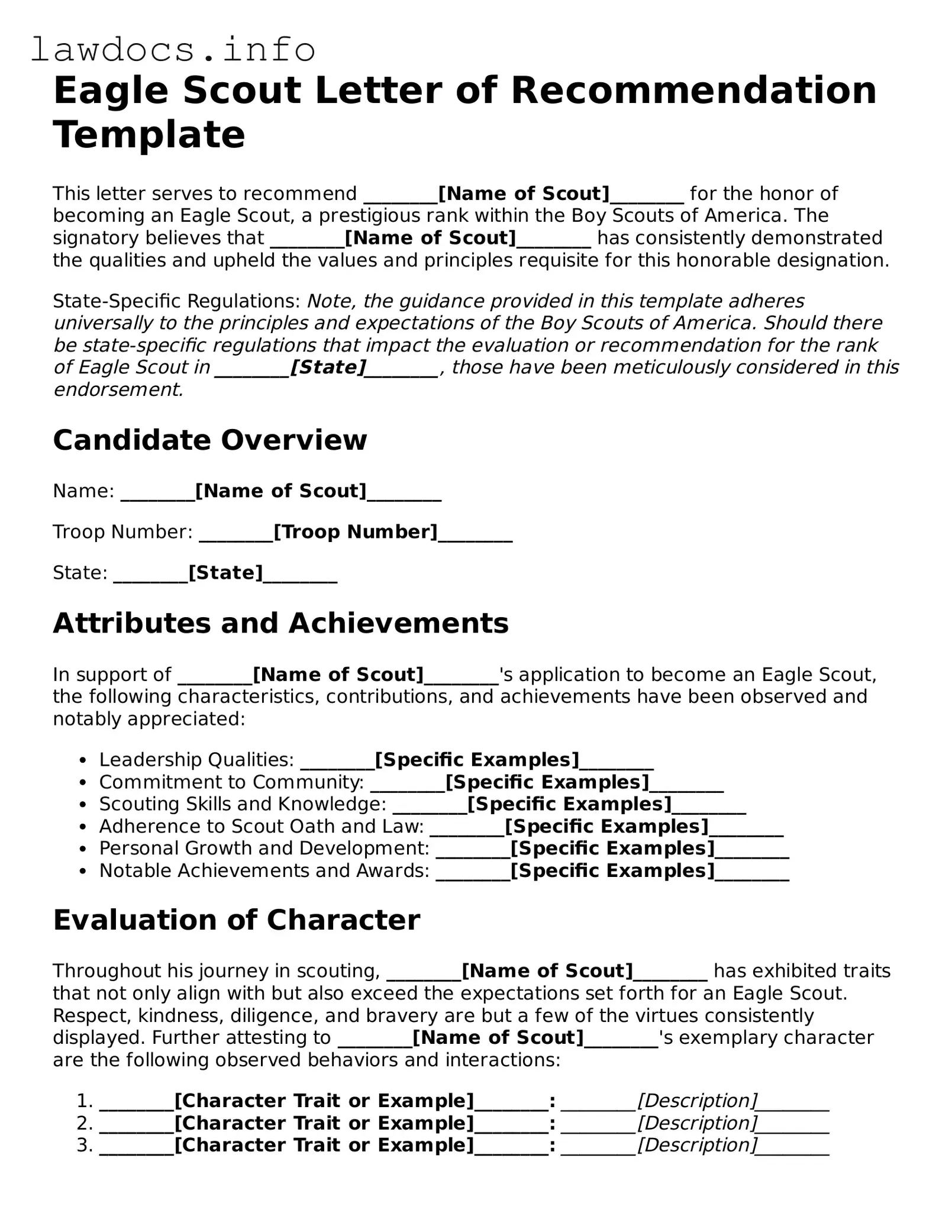 Valid Eagle Scout Letter of Recommendation Form