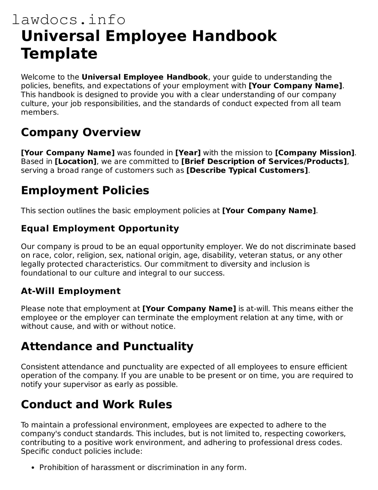 Valid Employee Handbook Form