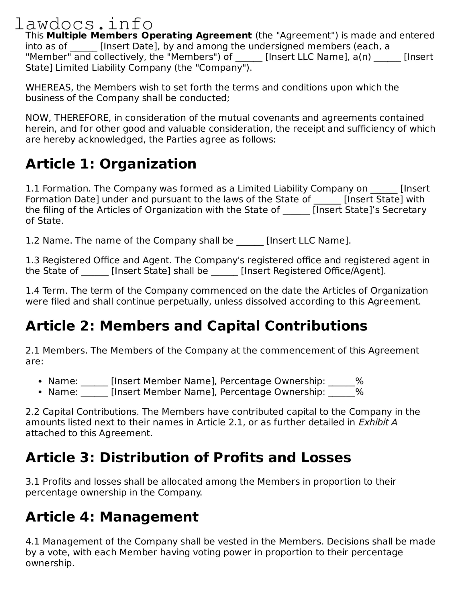 Valid Multiple Members Operating Agreement Form