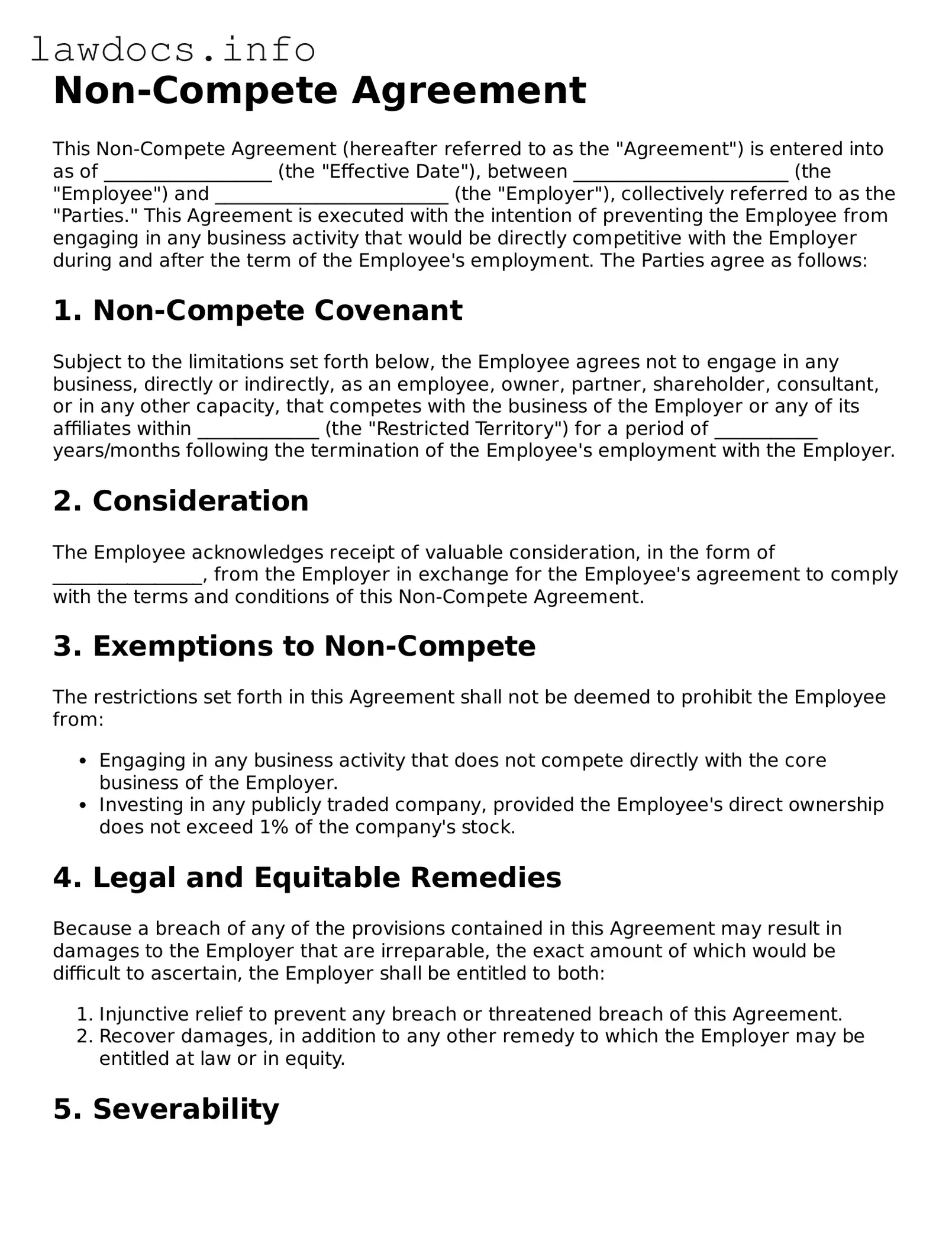 Valid Non-compete Agreement Form