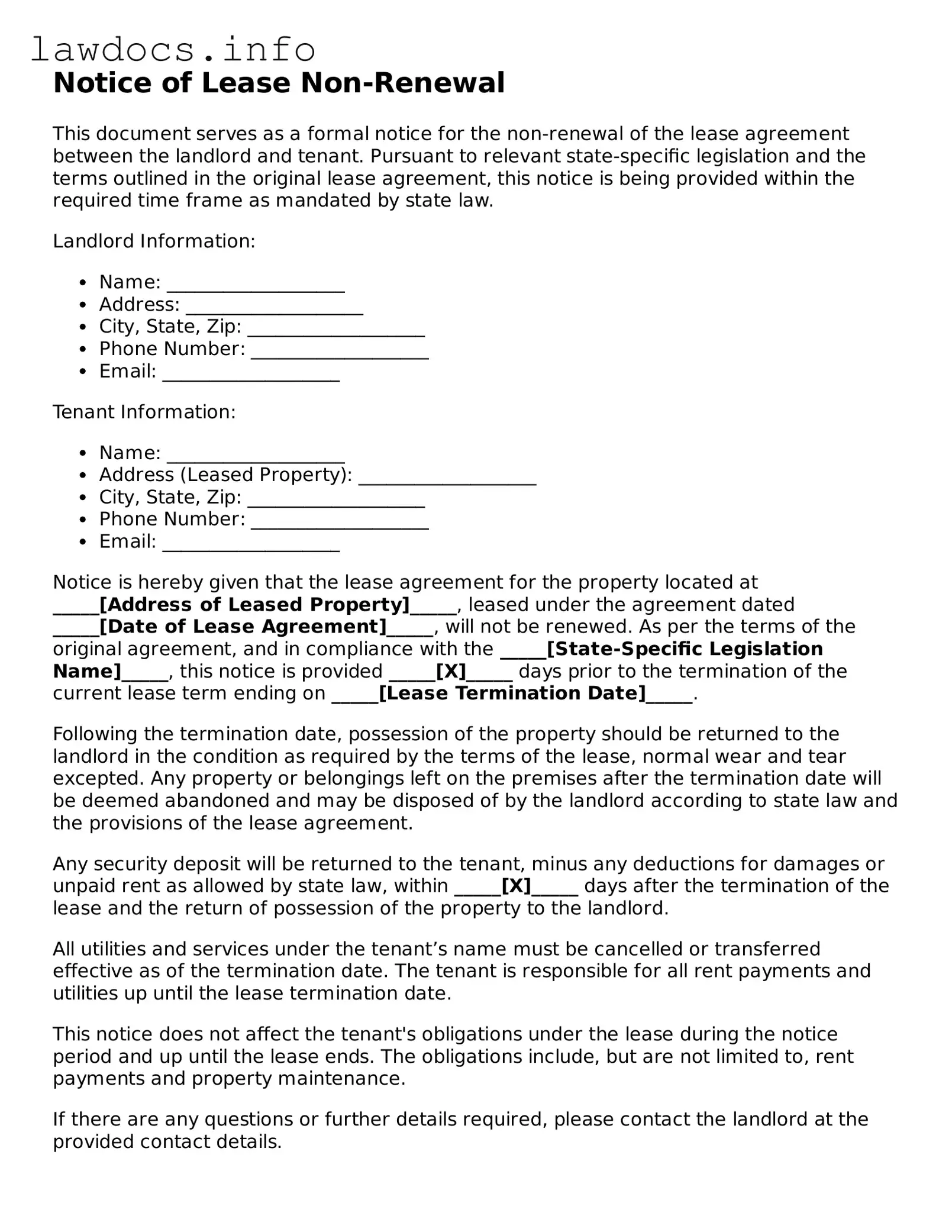 Valid Notice of Lease Non-Renewal Form