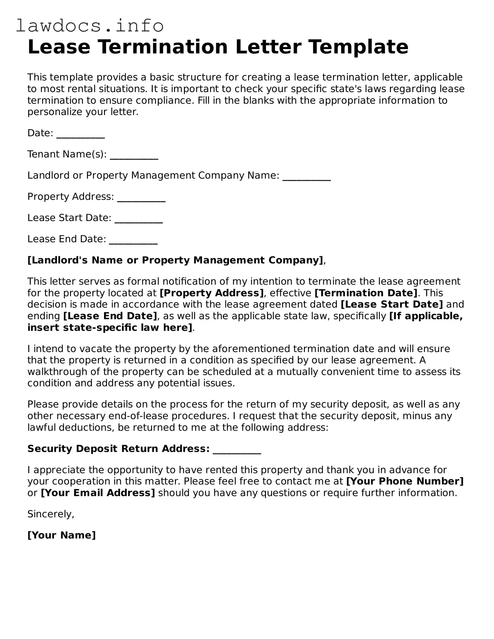 Valid Lease Termination Letter Form