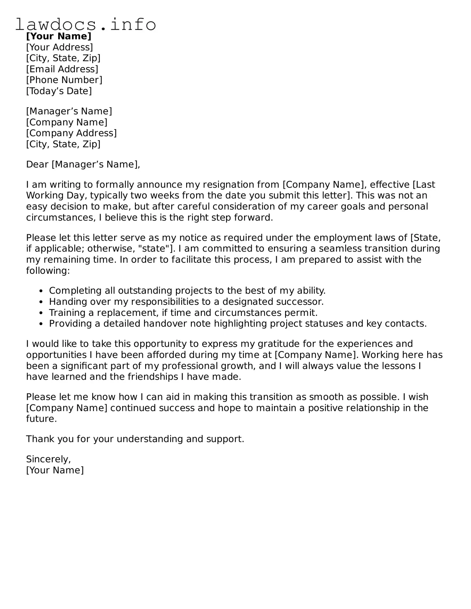 Valid Resignation Letter Form