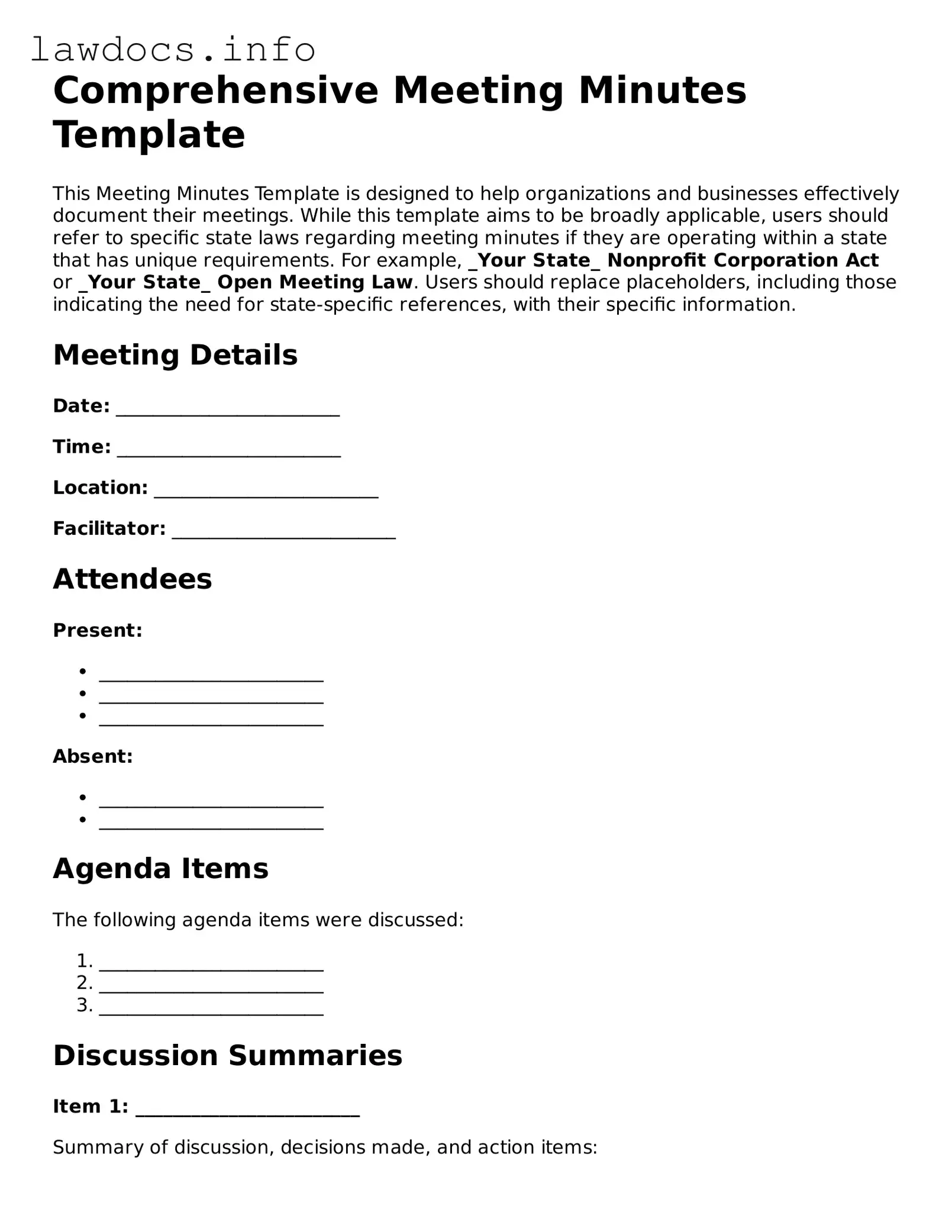 Valid Meeting Minutes Form