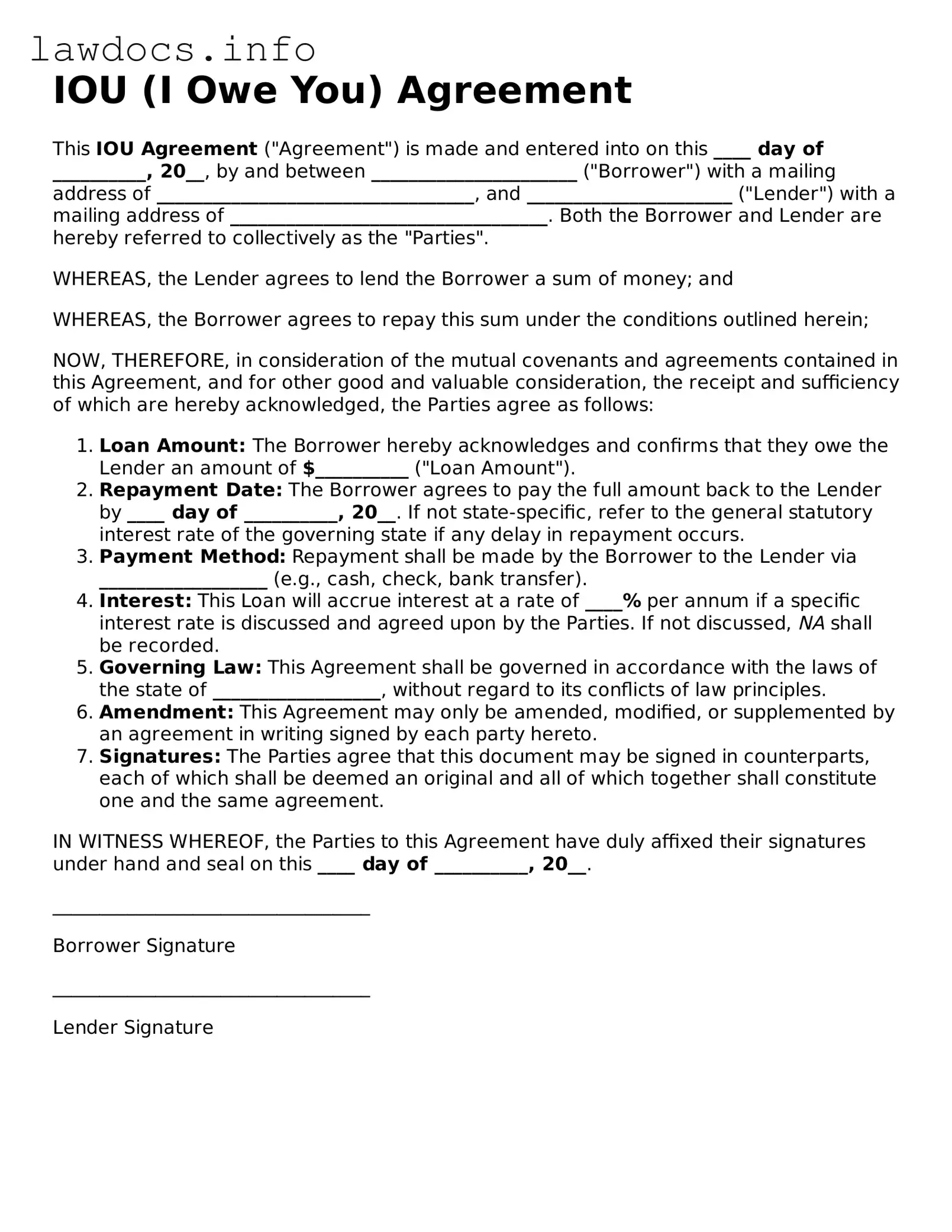 Valid IOU Form