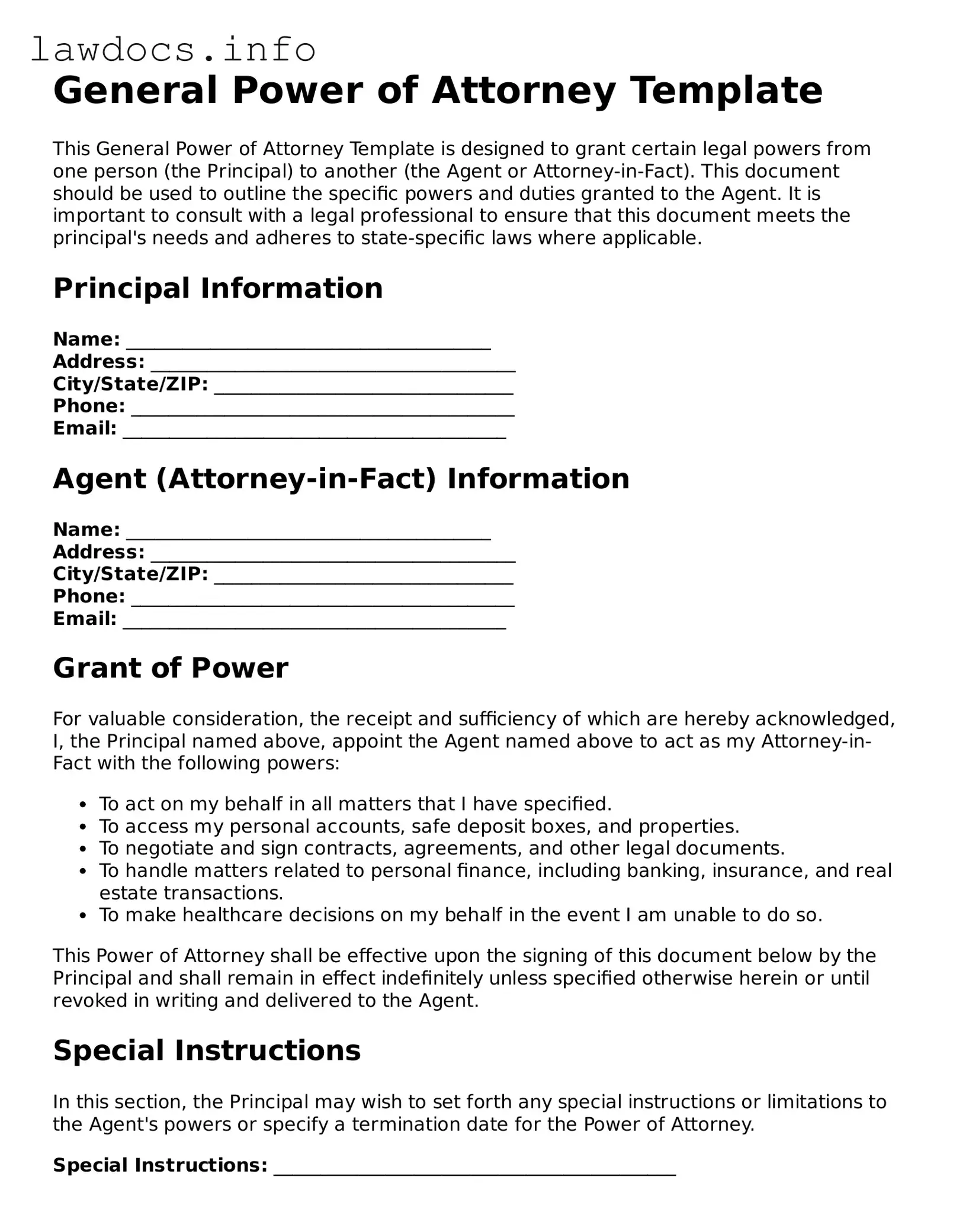 Valid Power of Attorney Form