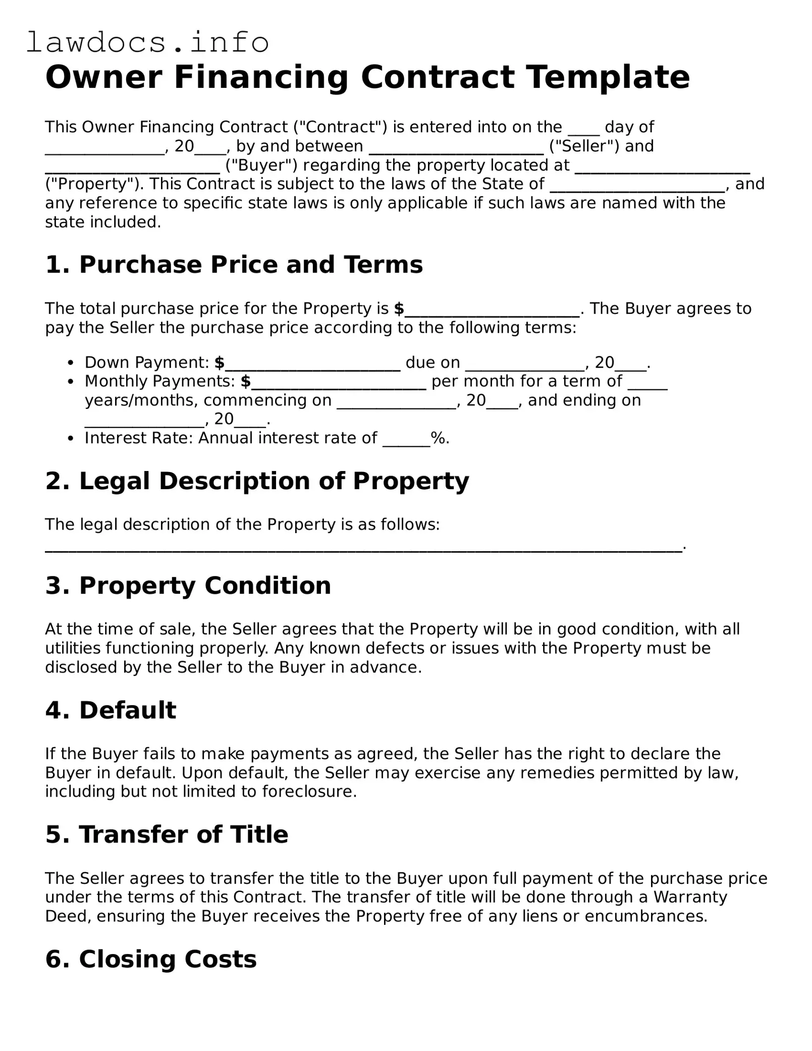 Valid Owner Financing Contract Form