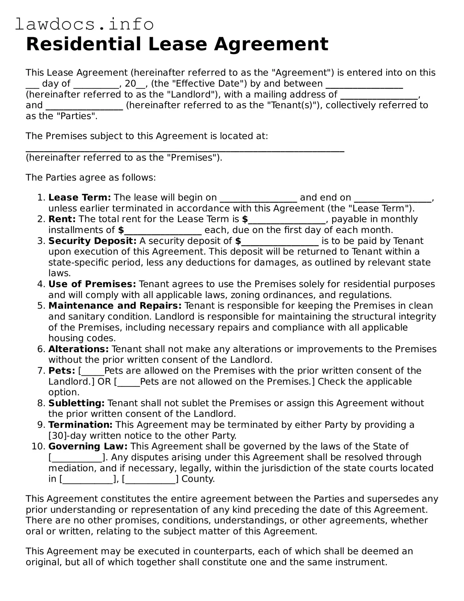 Valid Lease Agreement Form