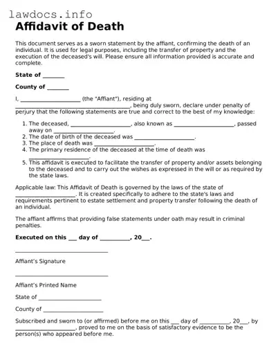 Valid Affidavit of Death Form