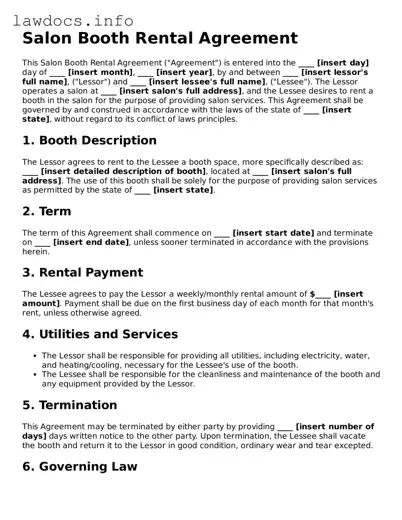 Valid Salon Booth Rental Agreement Form