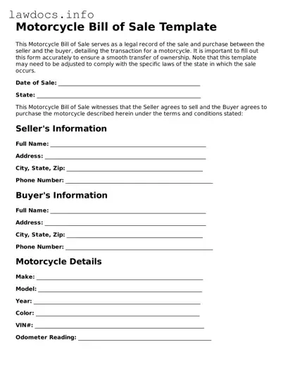 Valid Motorcycle Bill of Sale Form