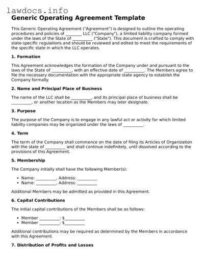 Valid Operating Agreement Form
