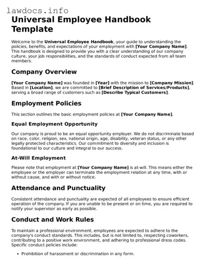 Valid Employee Handbook Form