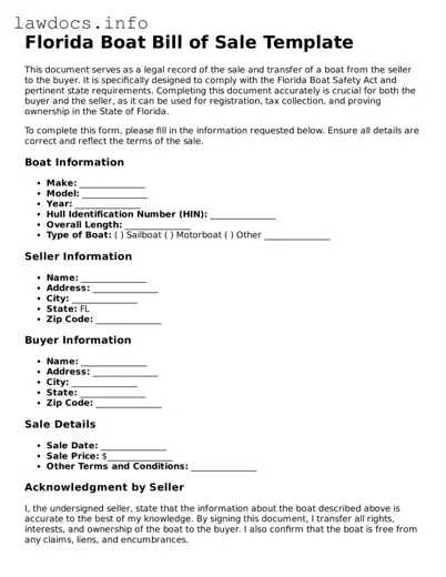 Blank Boat Bill of Sale Template for the State of Florida