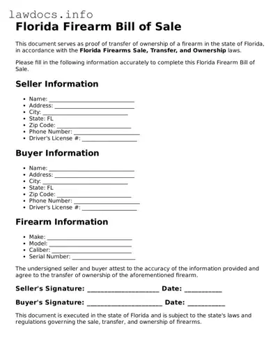 Blank Firearm Bill of Sale Template for the State of Florida