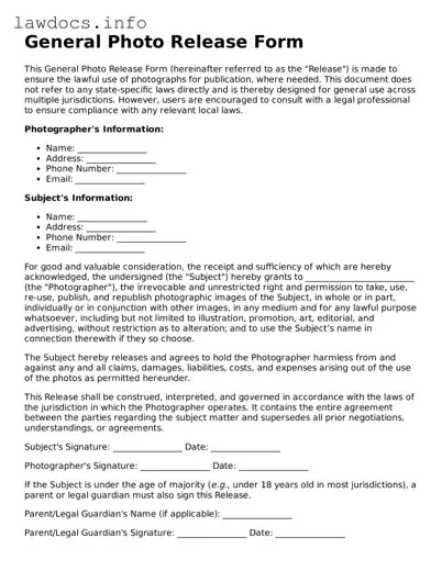 Valid General Photo Release Form