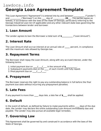 Blank Loan Agreement Template for the State of Georgia