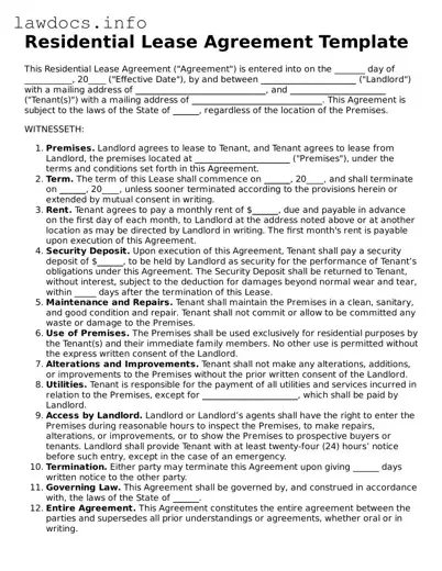 Valid Residential Lease Agreement Form