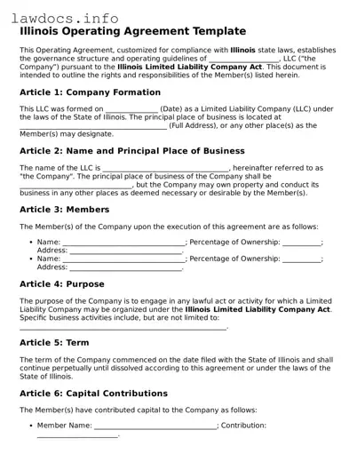 Blank Operating Agreement Template for the State of Illinois