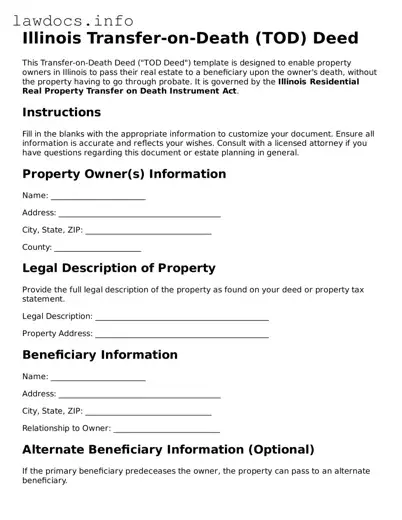 Blank Transfer-on-Death Deed Template for the State of Illinois