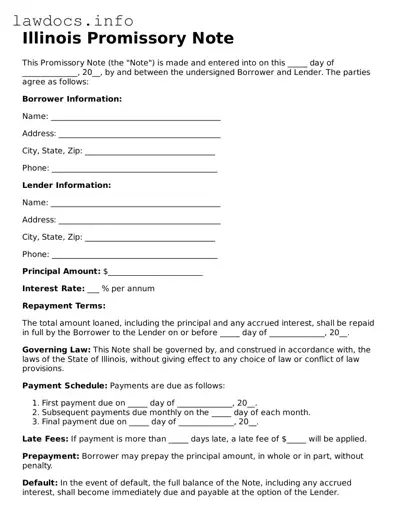 Blank Promissory Note Template for the State of Illinois