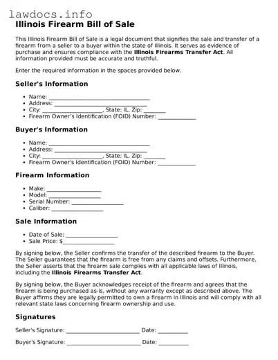 Blank Firearm Bill of Sale Template for the State of Illinois