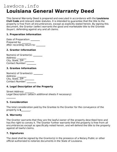 Blank Deed Template for the State of Louisiana
