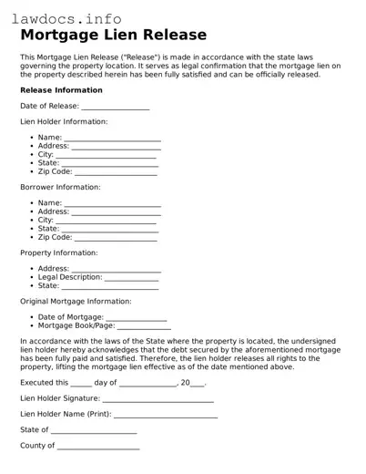 Valid Mortgage Lien Release Form