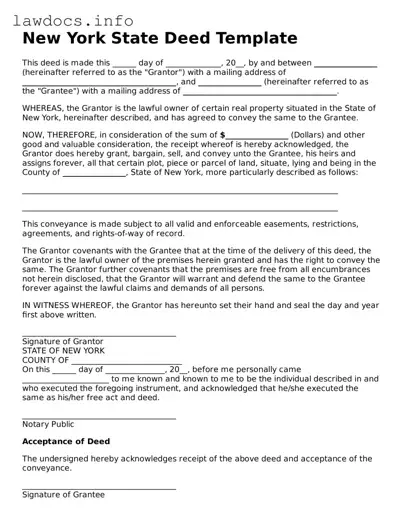 Blank Deed Template for the State of New York