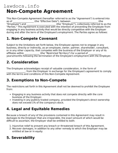 Valid Non-compete Agreement Form