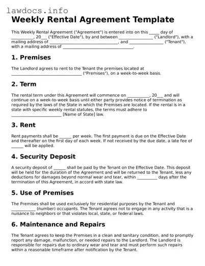 Valid Weekly Rental Agreement Form