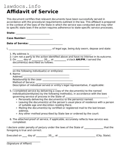 Valid Affidavit of Service Form