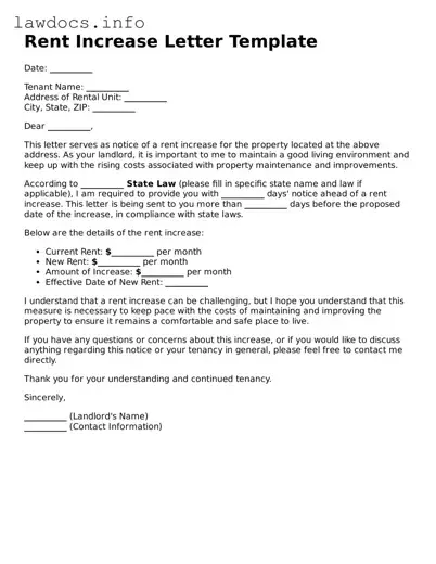 Valid Rent Increase Letter Form