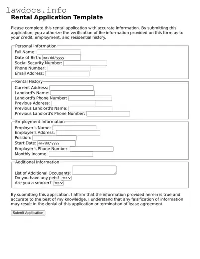 Valid Rental Application Form