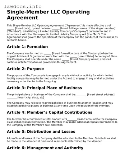 Valid Single-Member Operating Agreement Form
