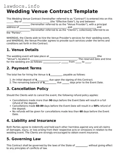 Valid Wedding Venue Contract Form