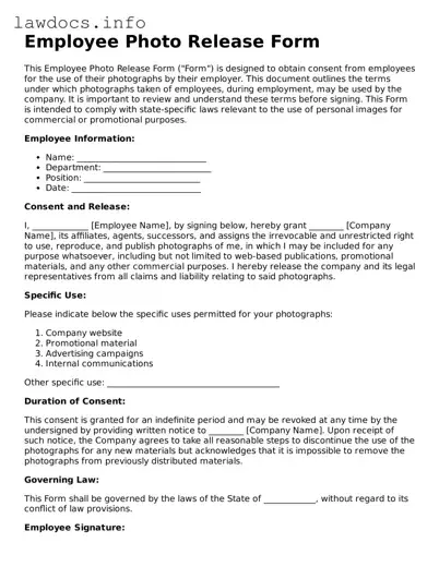 Valid Employee Photo Release Form