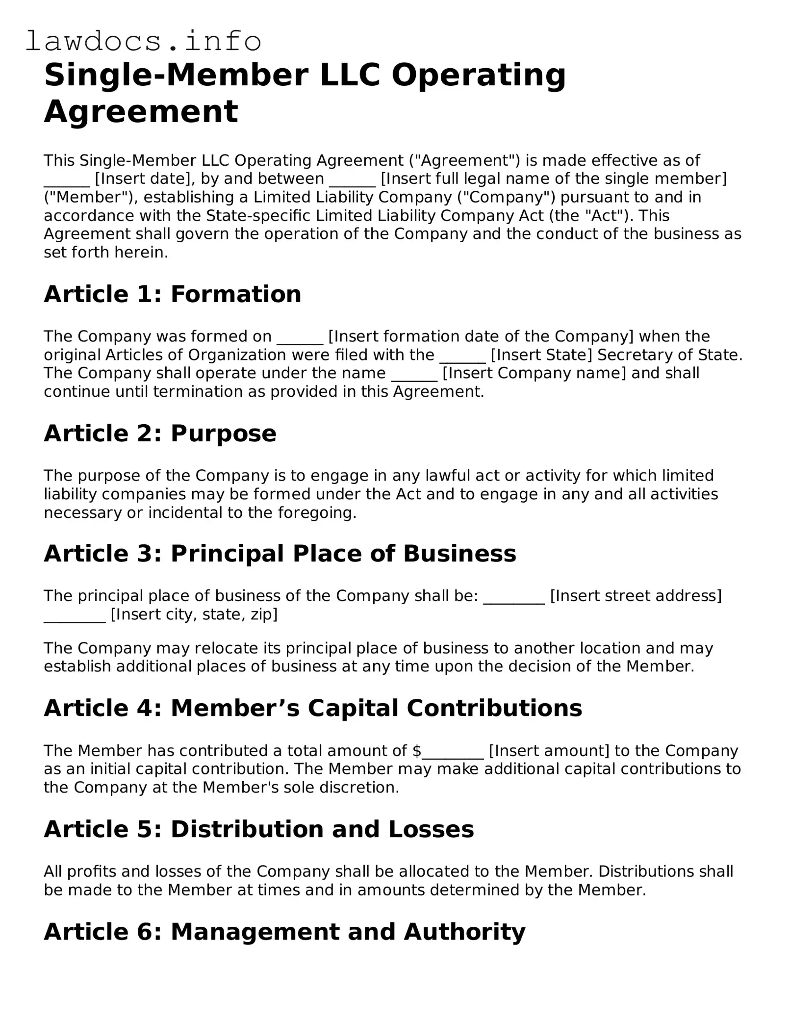 Valid Single-Member Operating Agreement Form